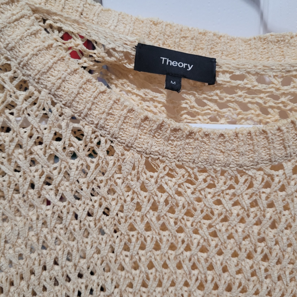 Theory Cream Open-Knit Crew Sweater - Picture 2 of 3